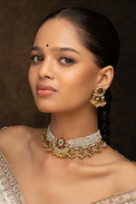 Gold Plated Jadau Kundan Bridal Necklace Set