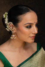 Pink Color Gold Plated Jadau Kundan Earrings (Matsya Chandbali)