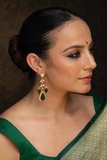 Green Color Gold Plated Contemporary Earrings