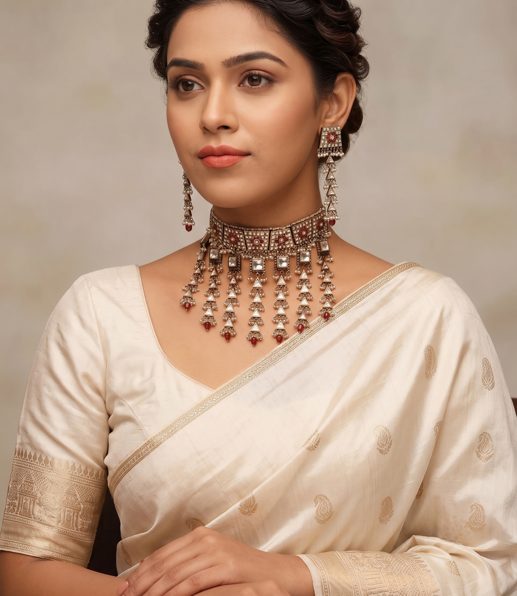 Matching Jewellery for an Off-White Saree: A Complete Style Guide by Studio Gulabi