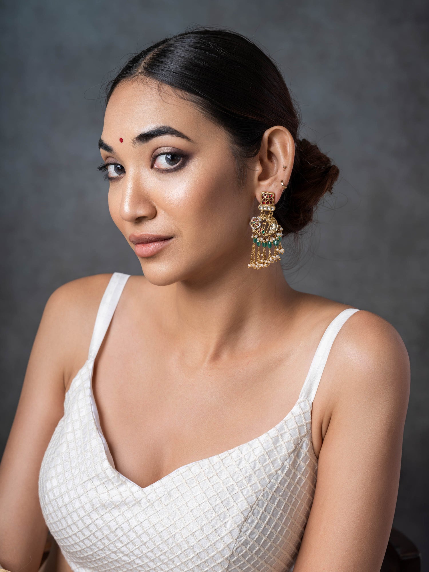 Heirloom Kundan Silver Earring