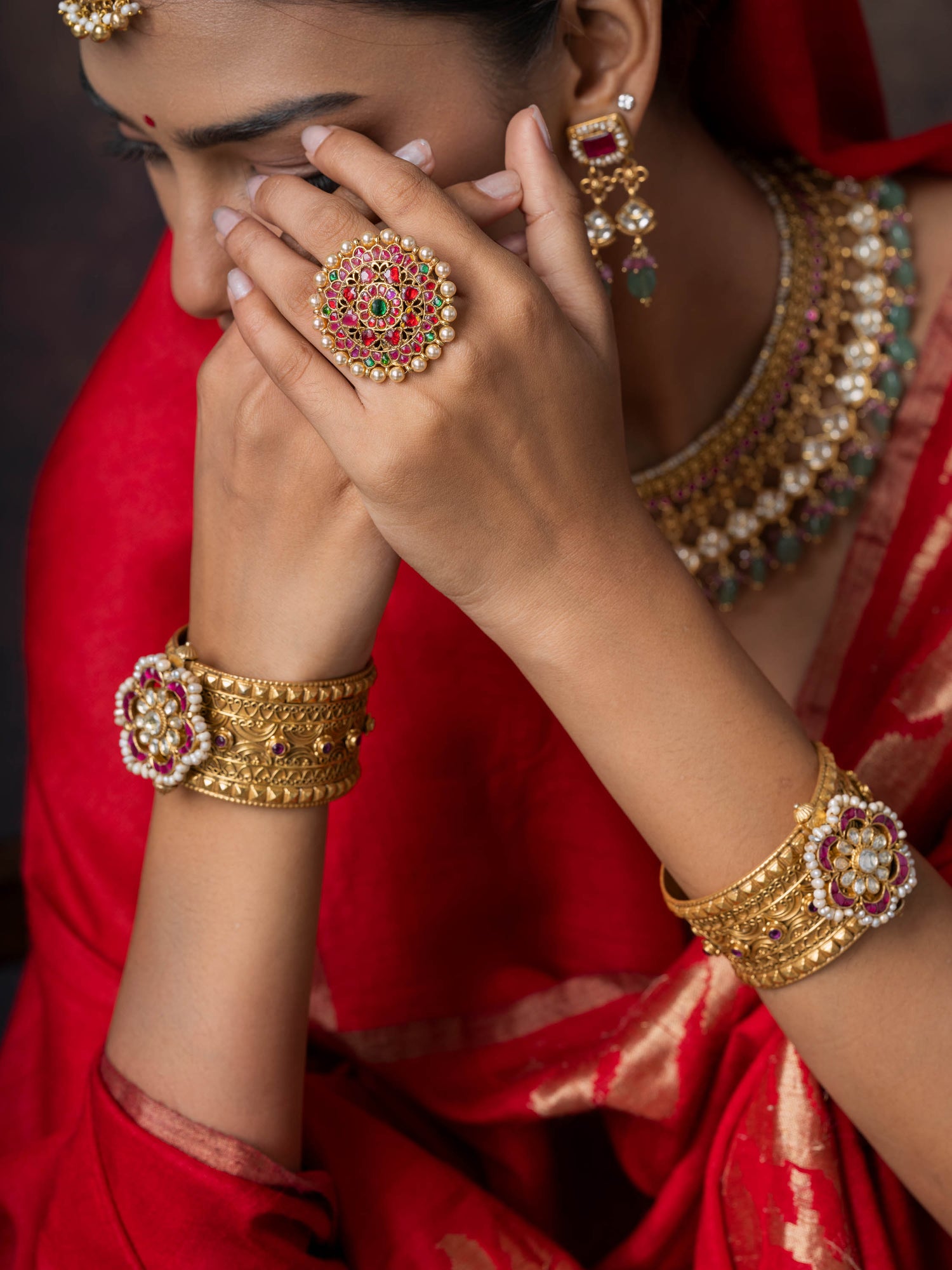 Classique Kundan Silver Ring