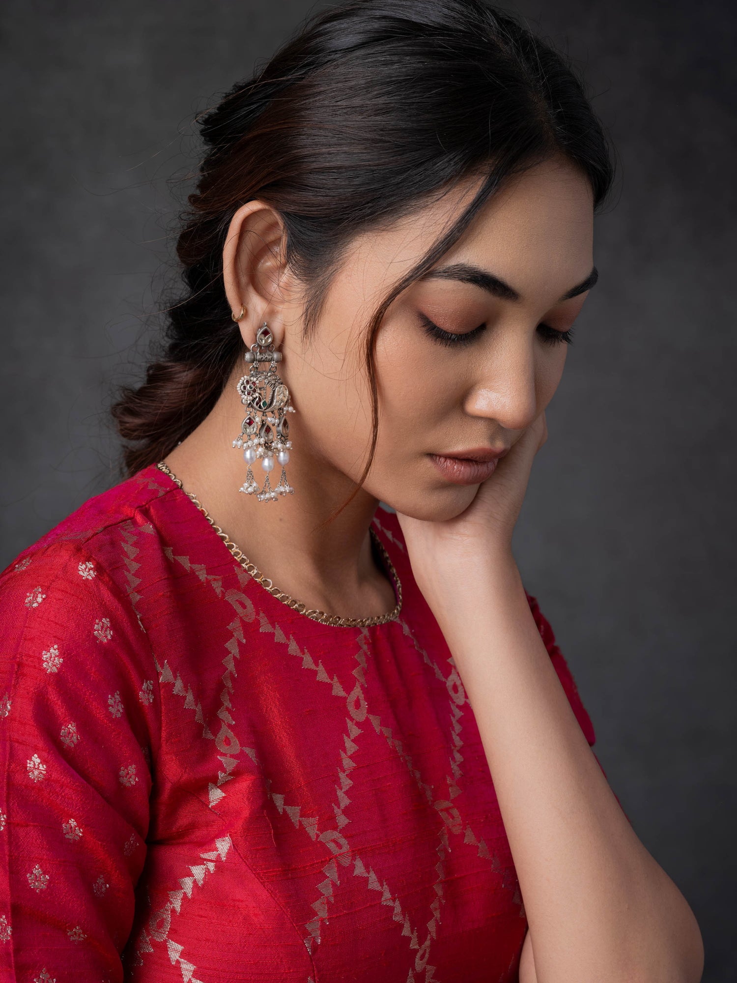 Lavanya,Classic Silver Toned Danglers