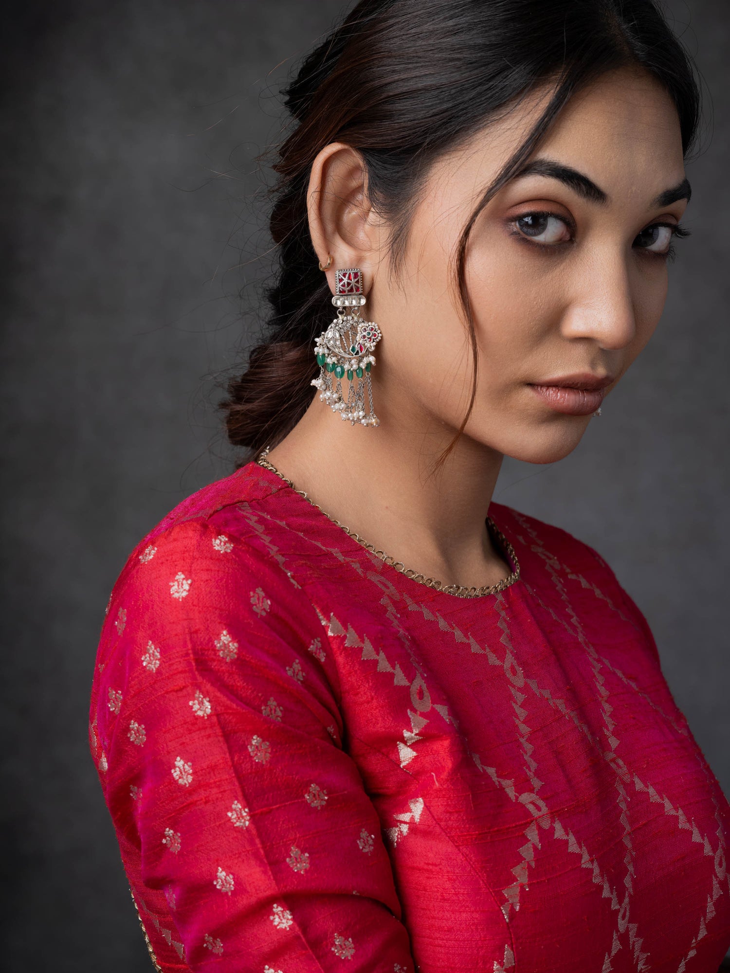 Mrinali,Classic Silver Toned Danglers