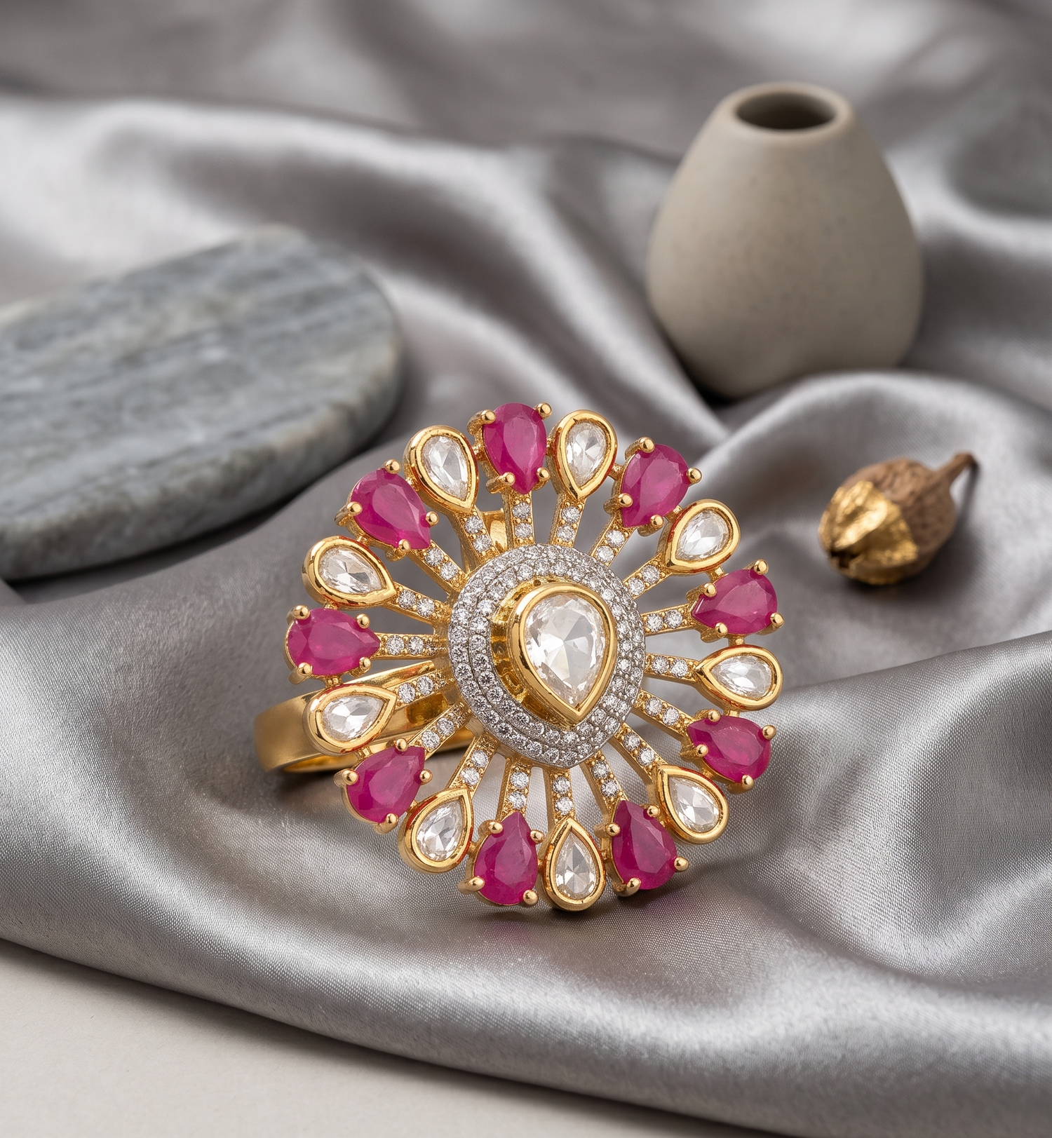 Polki Elegance Ring - Gold