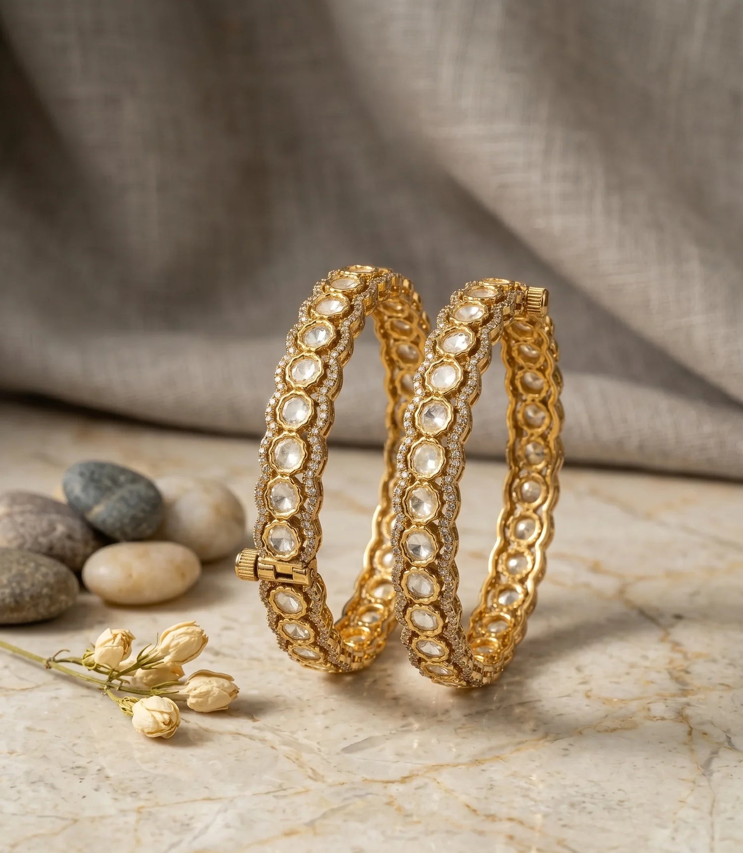Polki Grace Bangle - Gold