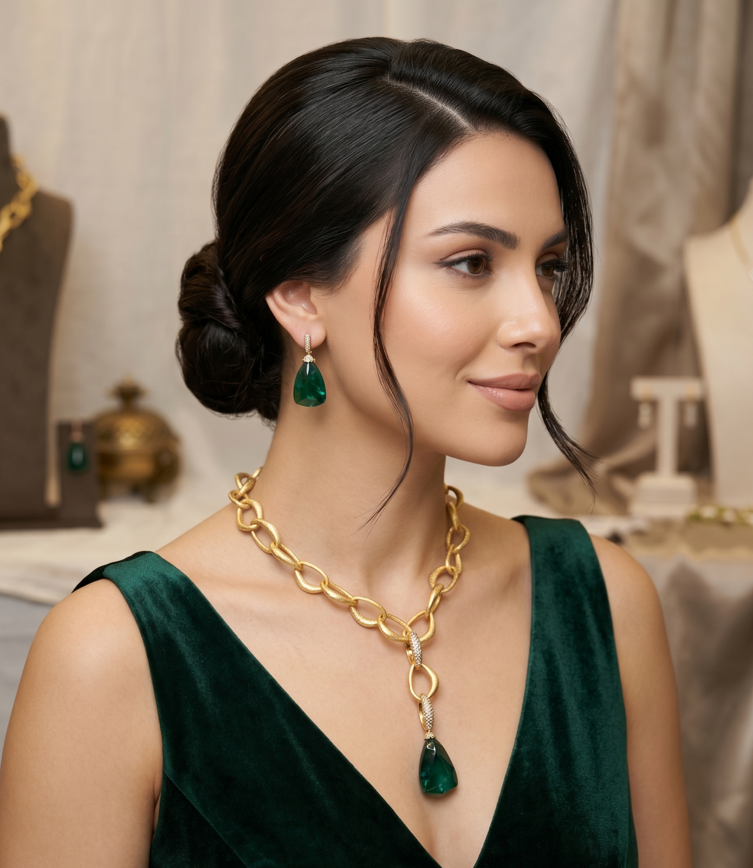 Indowestern Polki Long Set  - Gold