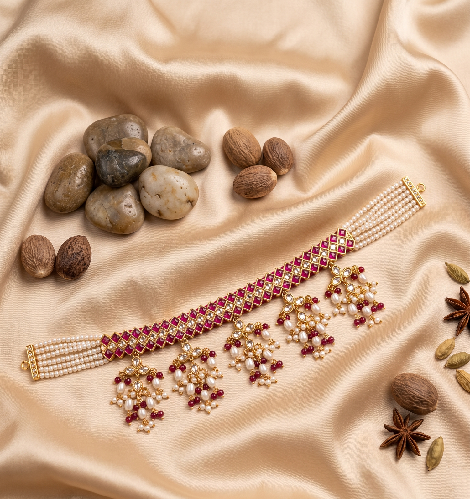 Kundan Regal Bajuband - Gold