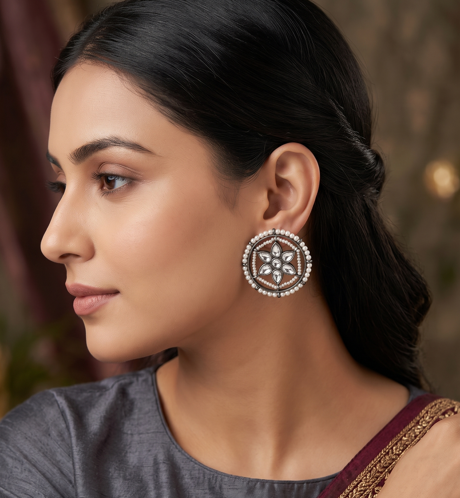 Black Rhodium Jartar Stud Earrings