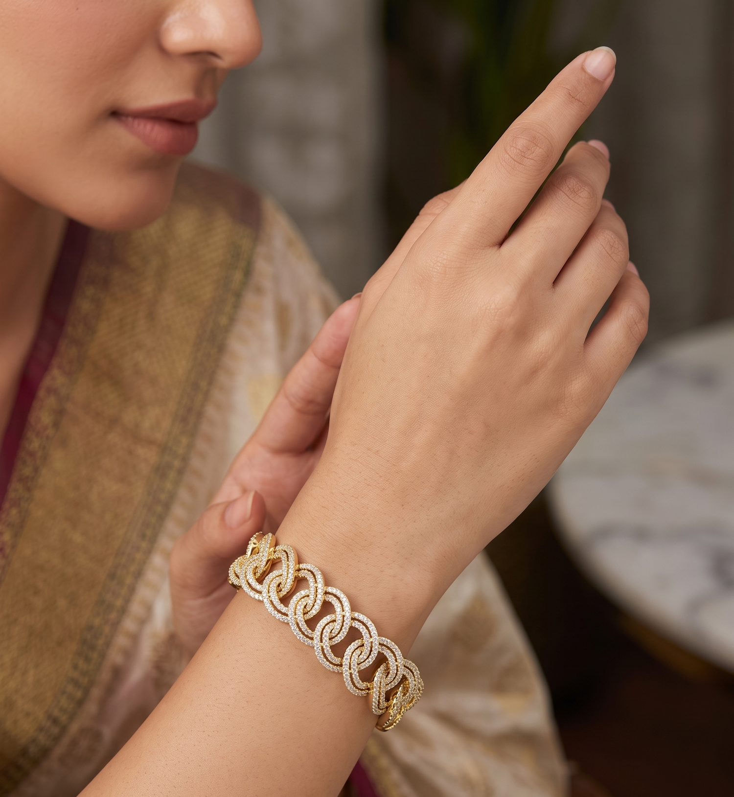 Luxury Gold Plated Diamond Bracelet