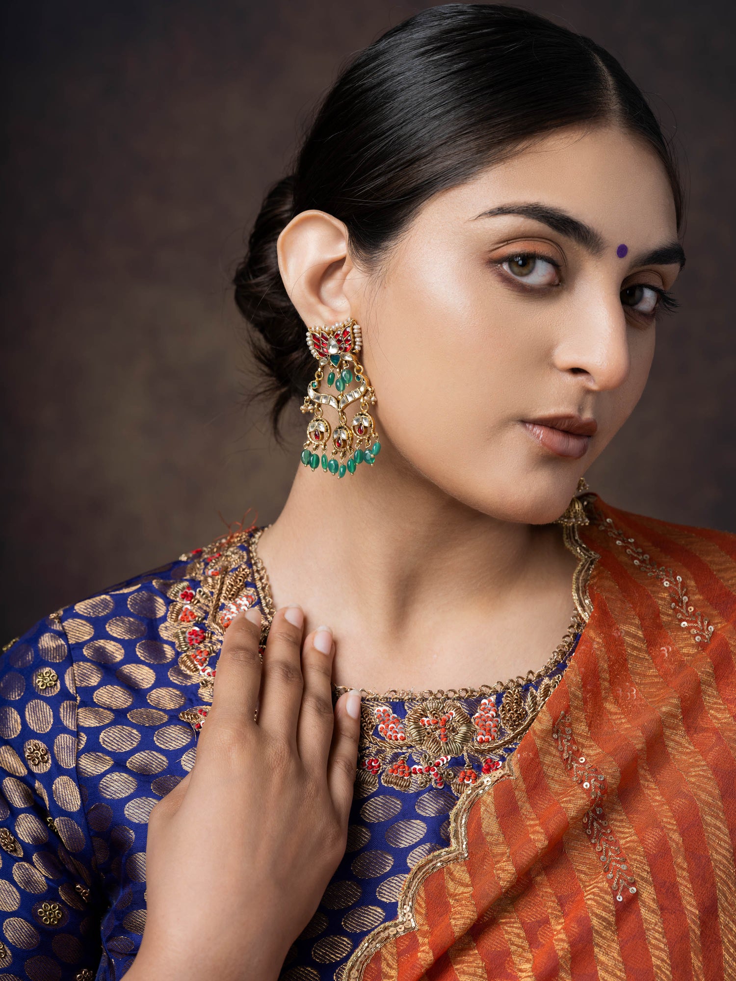 Tara Heirloom Kundan Silver Earring