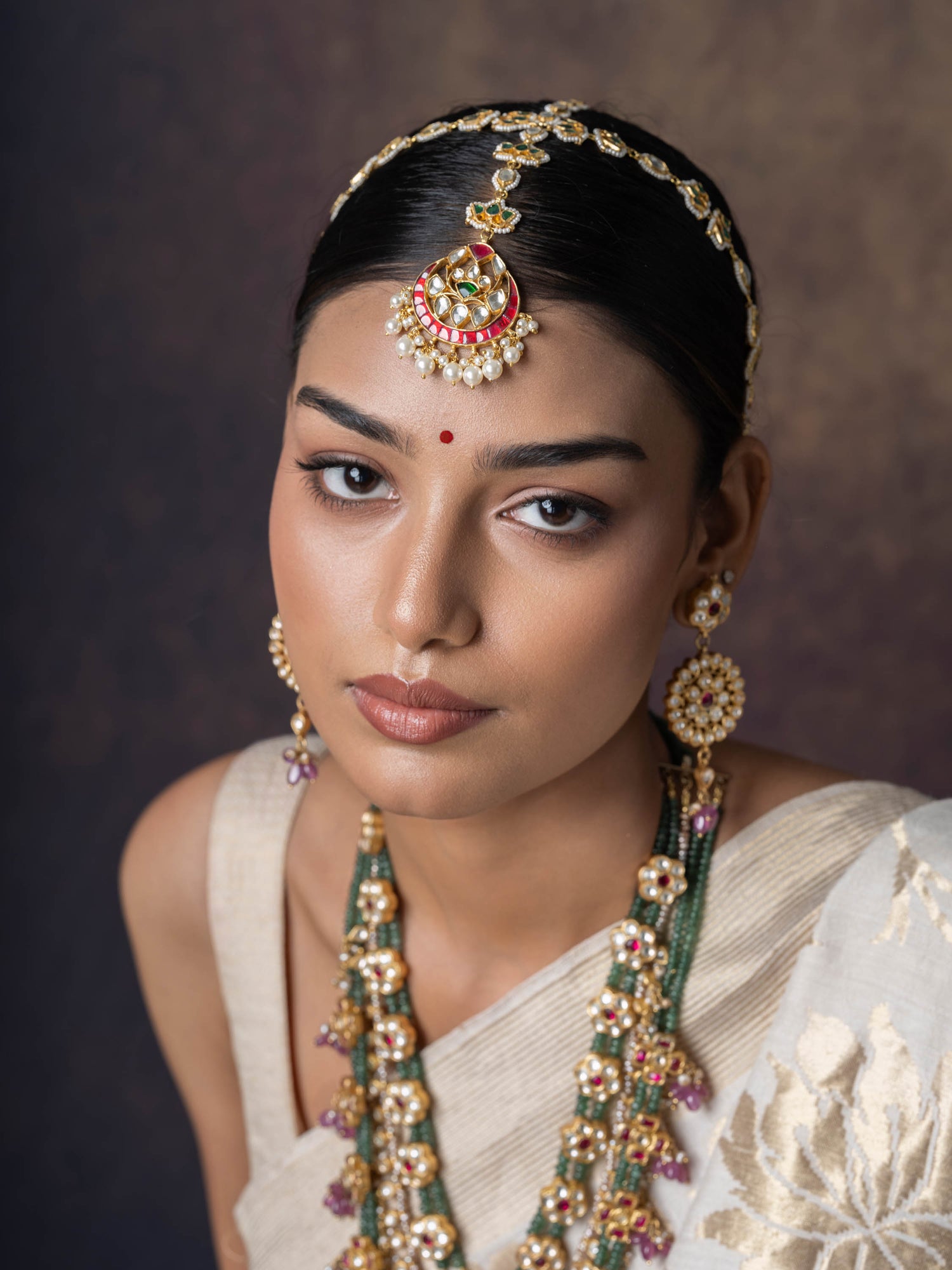 Delicate Silver Sheeshphool with Silver Mang  Tika combined