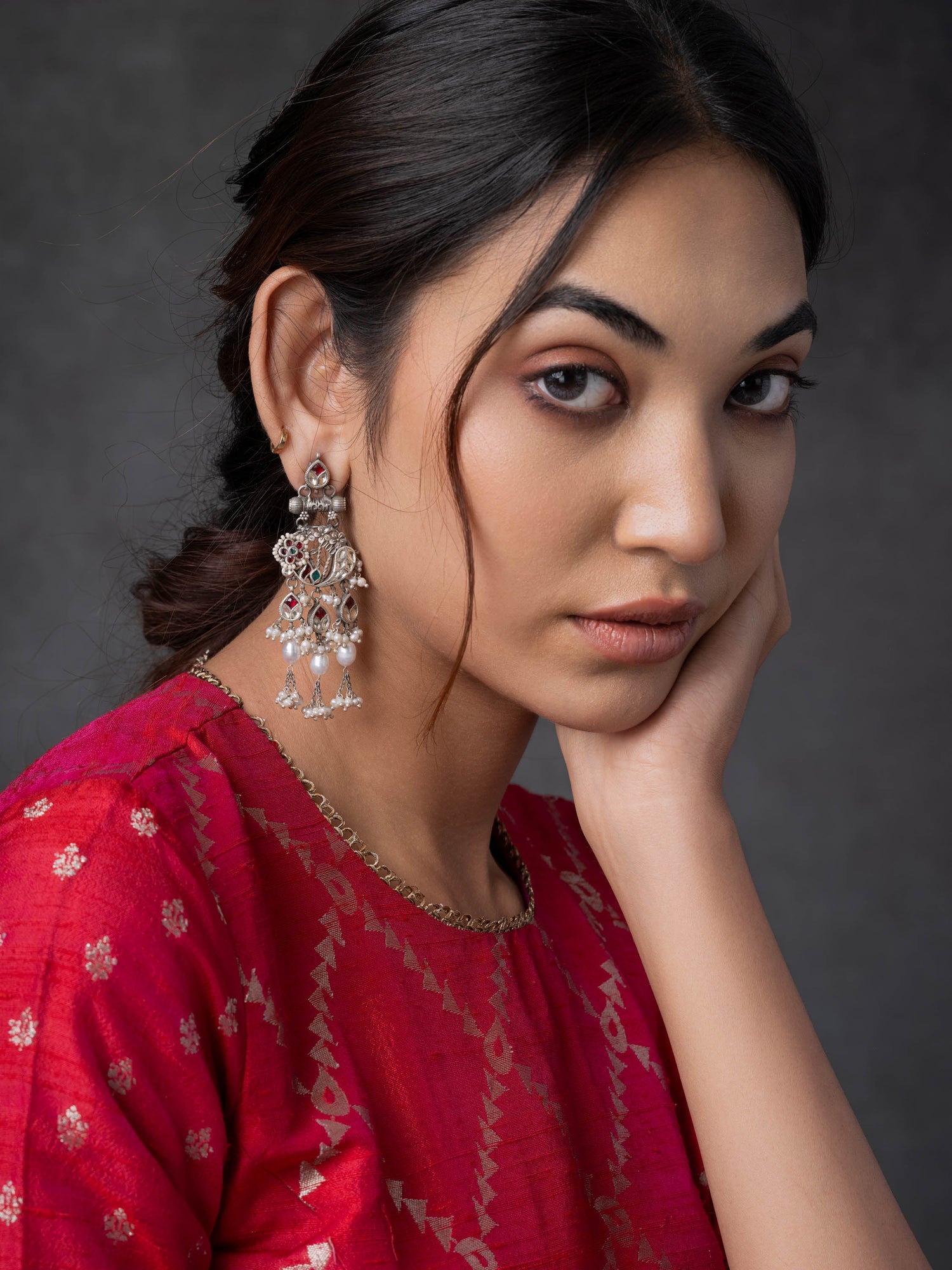 Lavanya,Classic Silver Toned Danglers