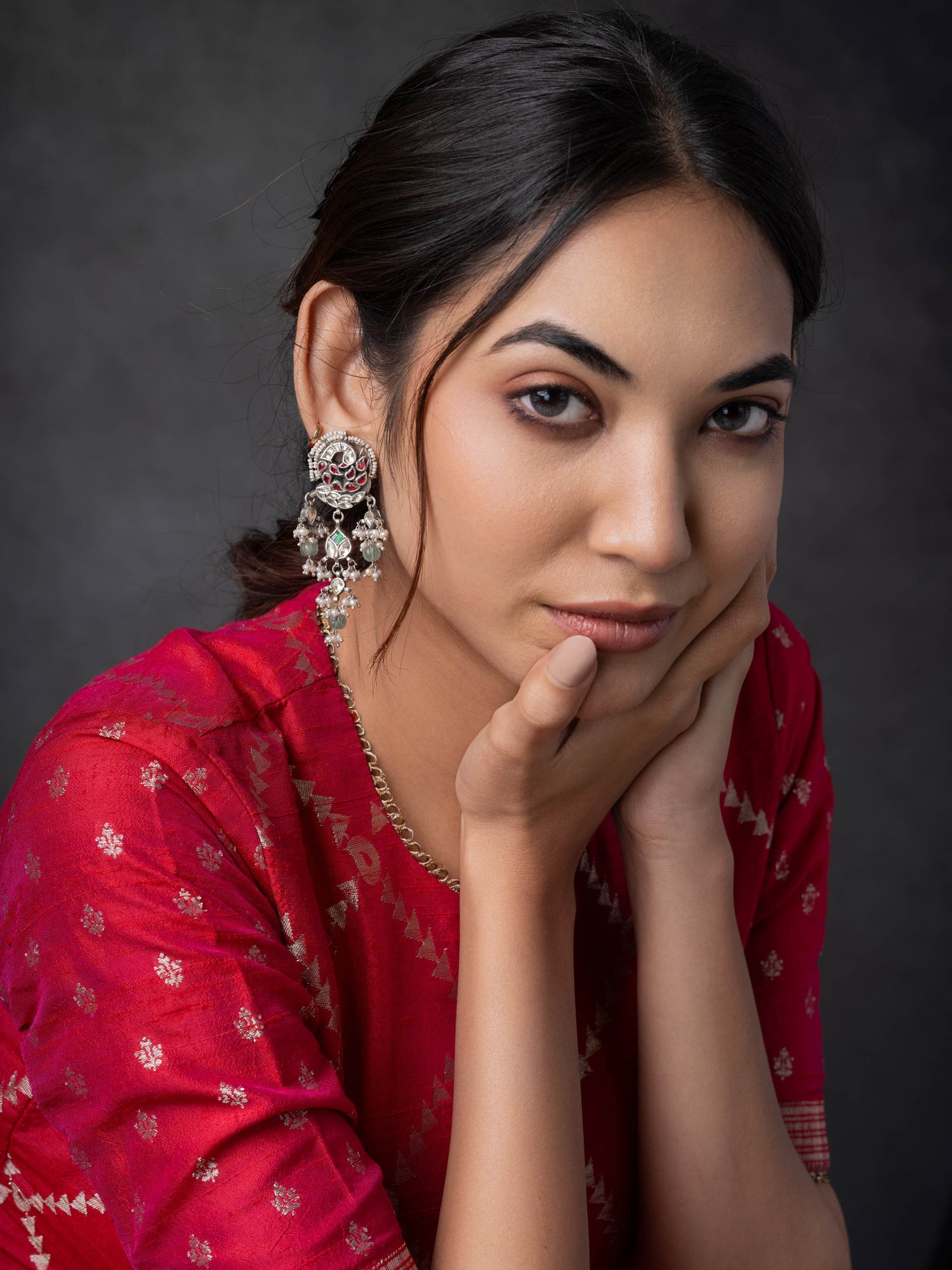 Lavanya,Classic Silver Toned Peacock Dangler