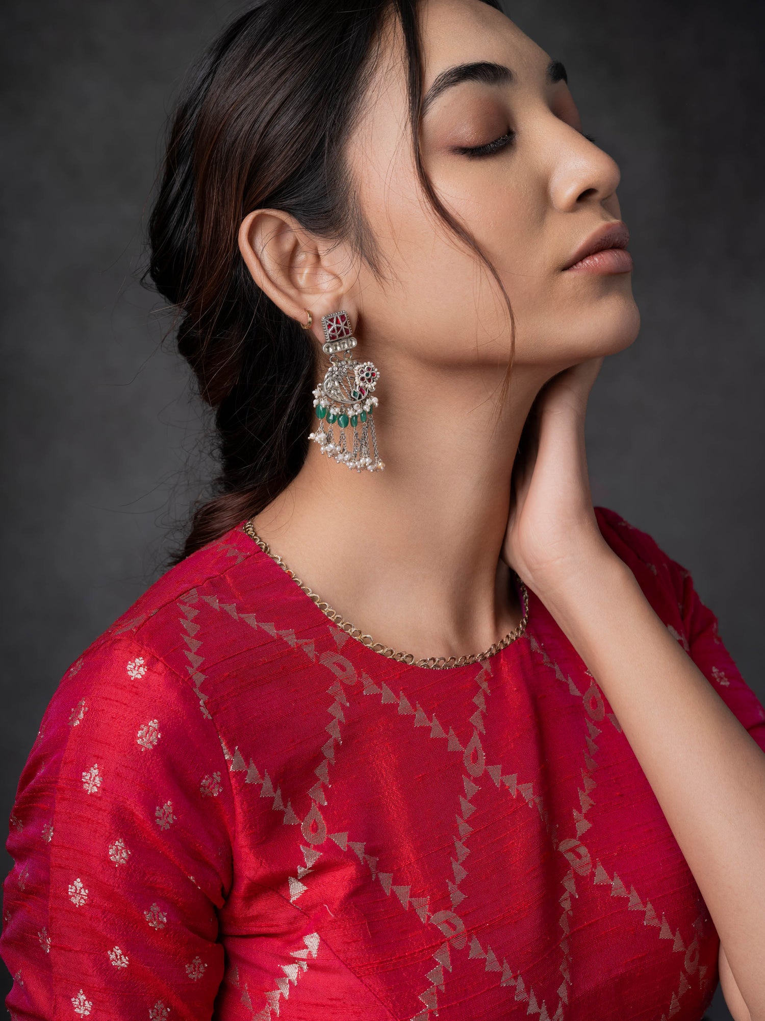 Mrinali,Classic Silver Toned Danglers