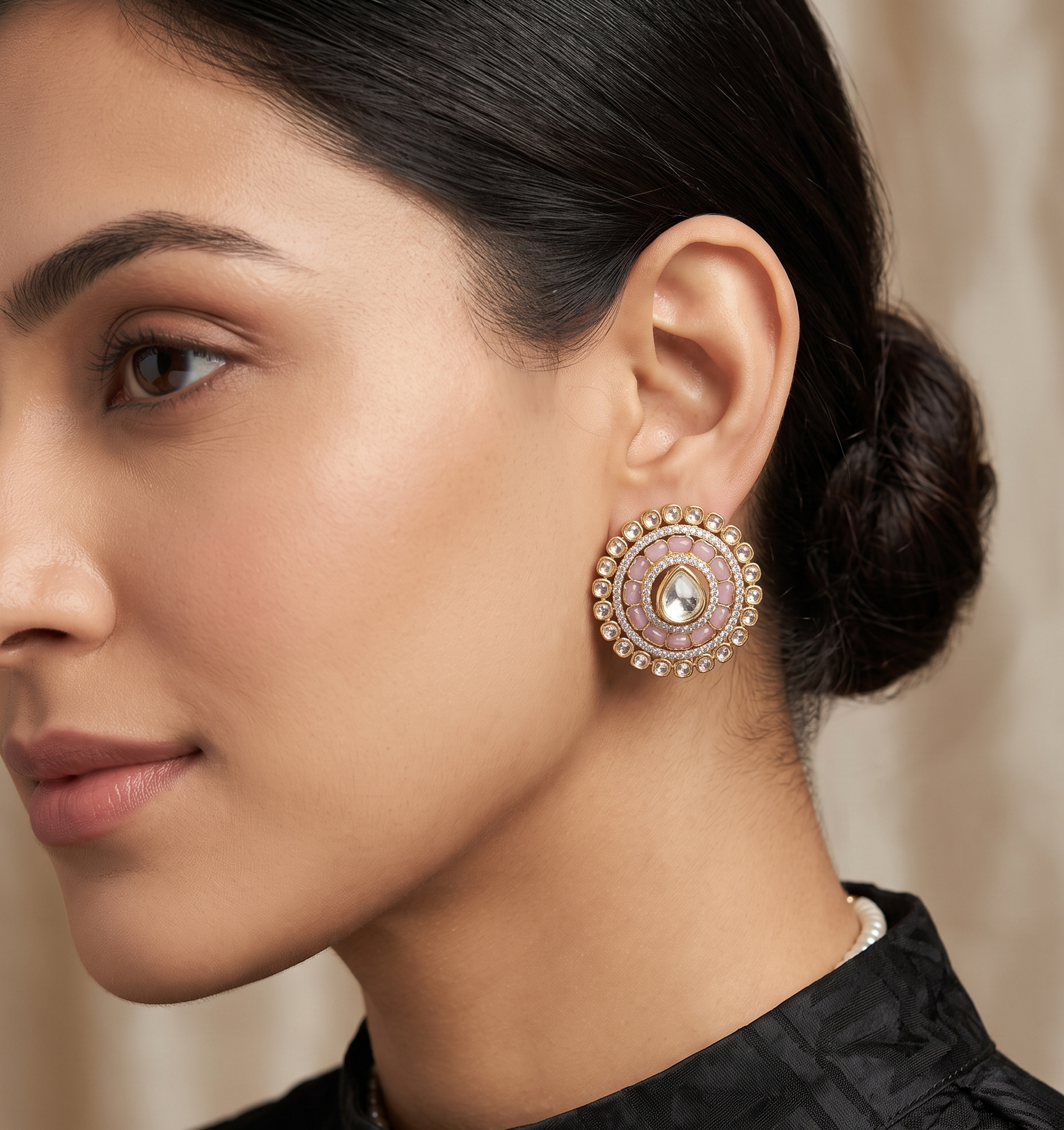 Classic Gold Plated Diamond Stud Earrings
