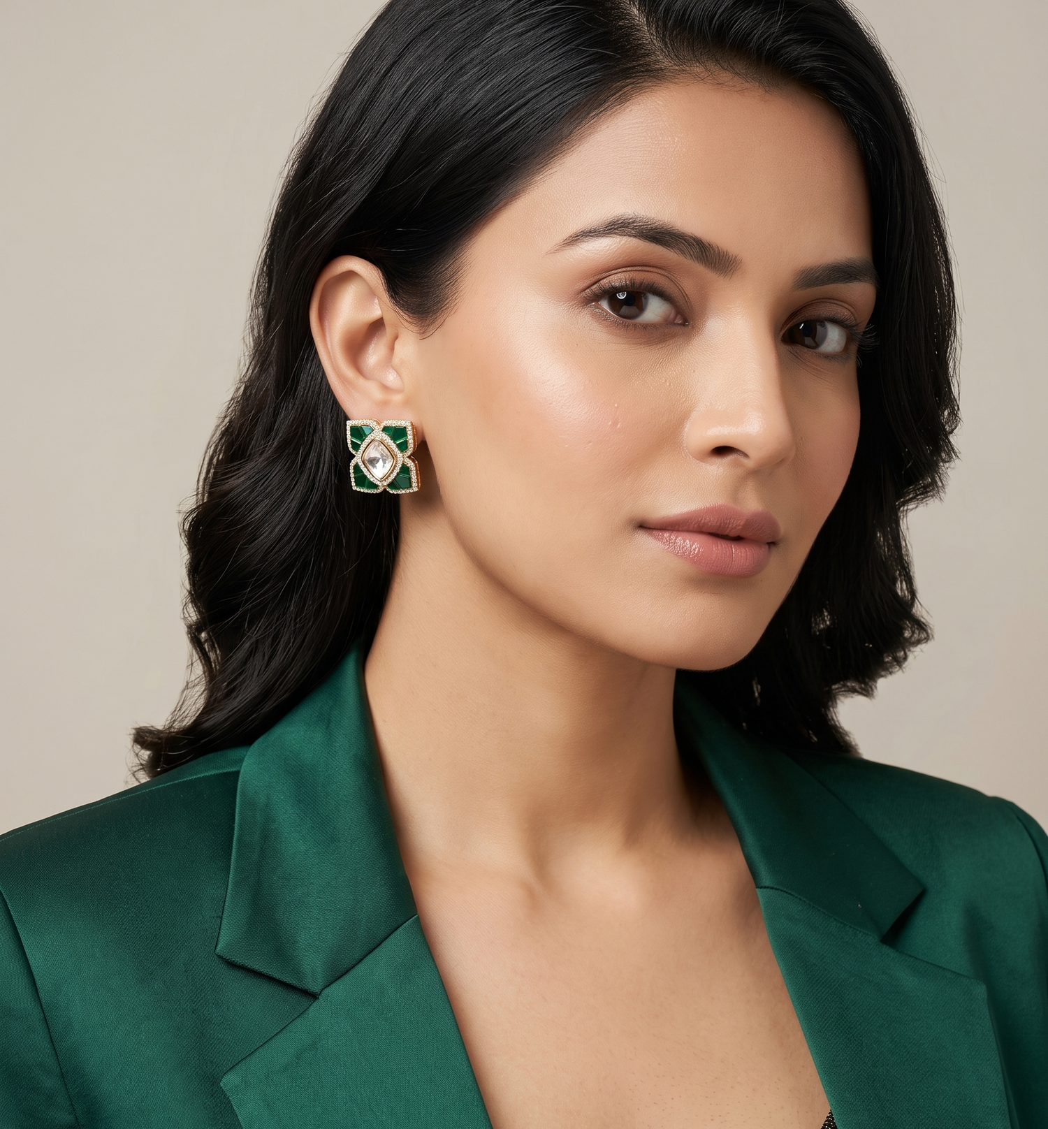 Rose Gold Plated Diamond Stud Earrings