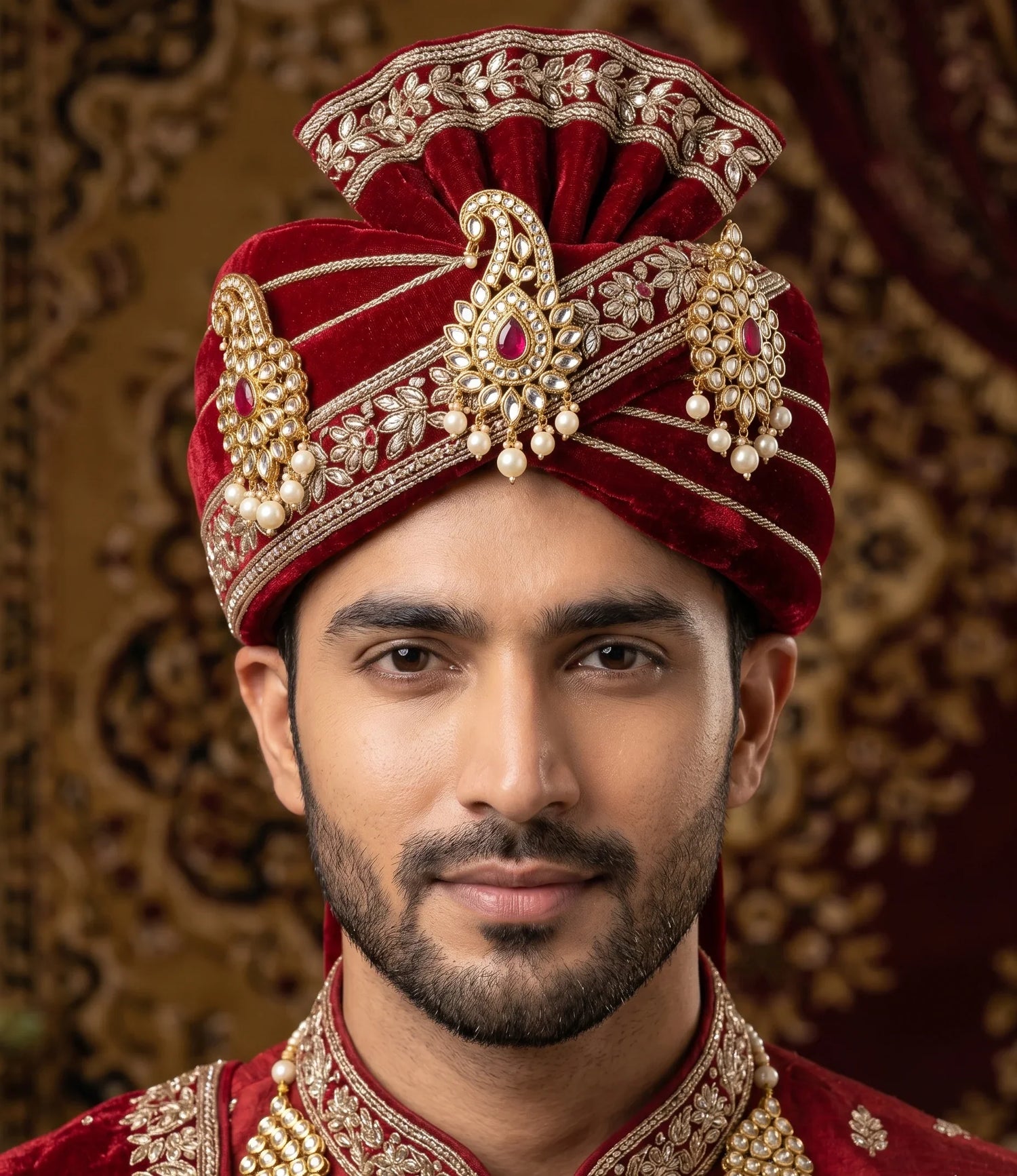 Jadau Pearl Groom Clip - Gold