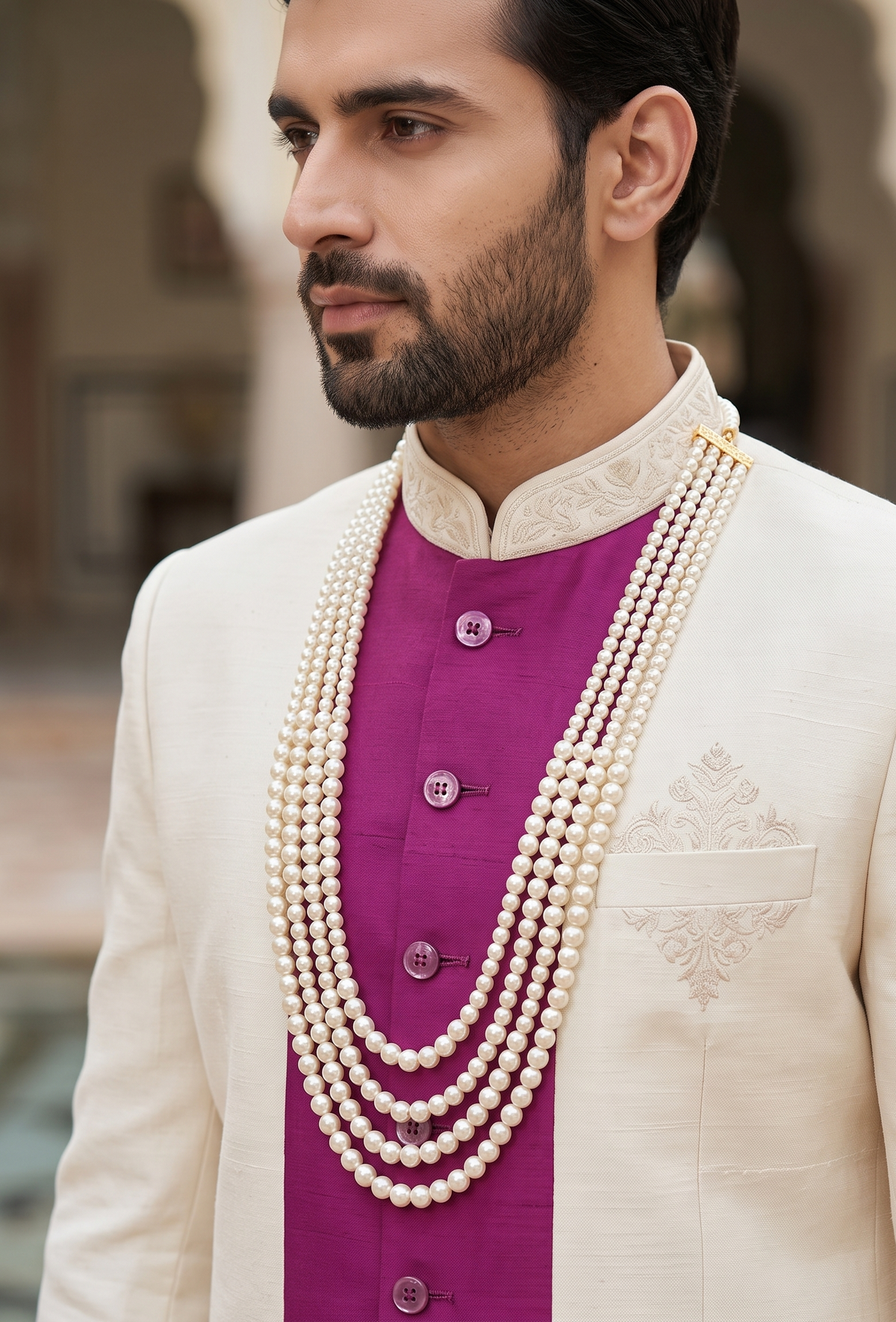 Moti Charm Groom Mala - Gold