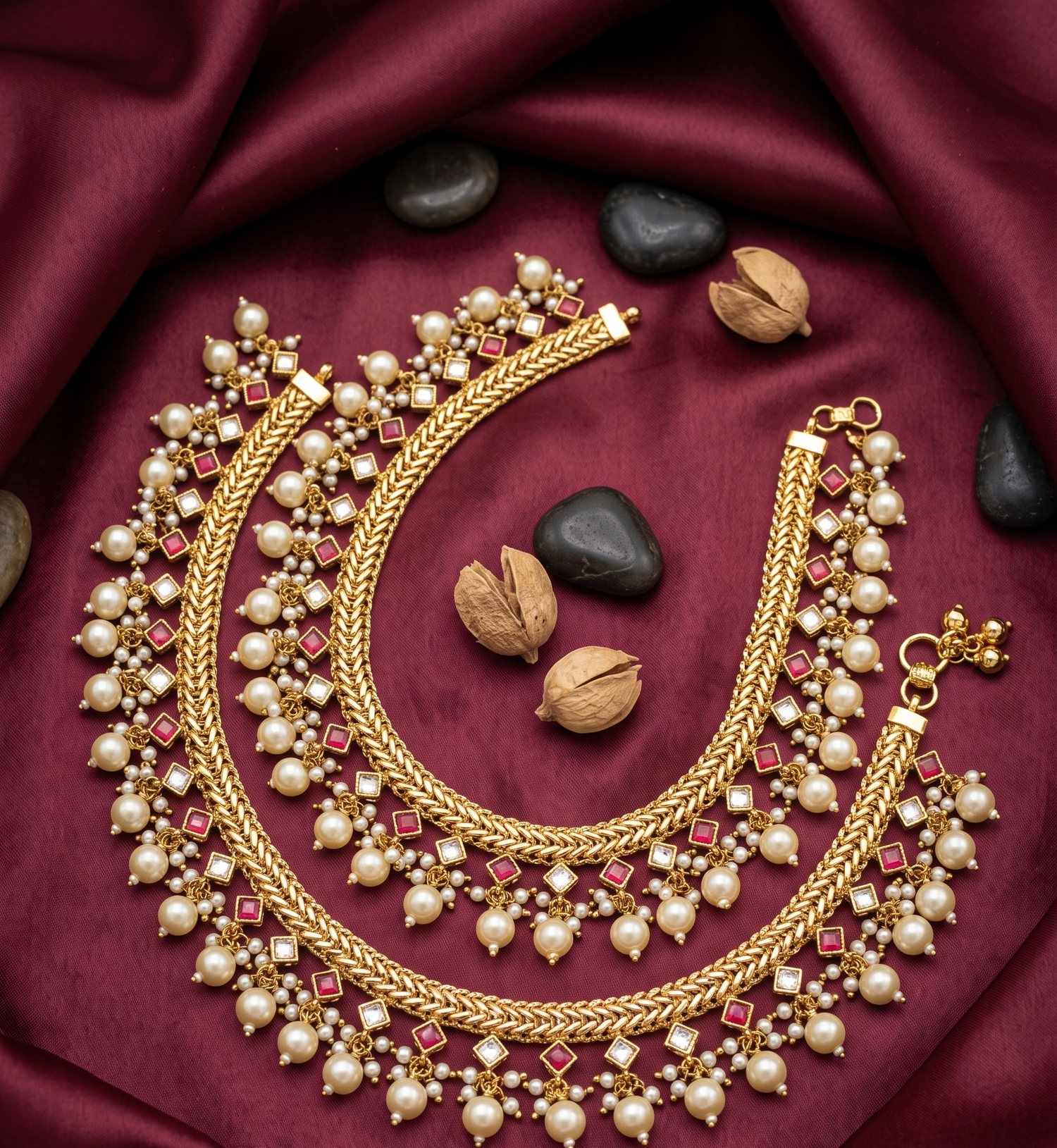 Royal Kundan Gold Plated Bridal Payal Pair