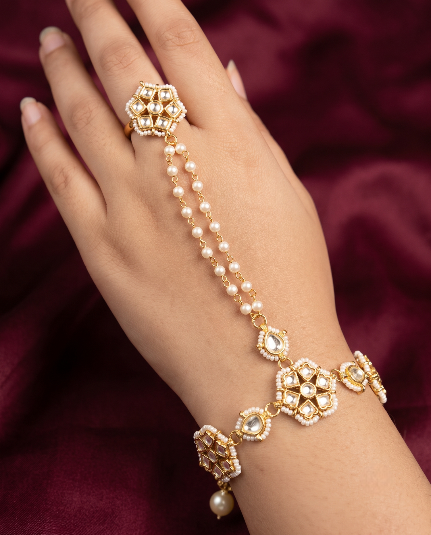 Jadau Elegance Hathphool - Gold