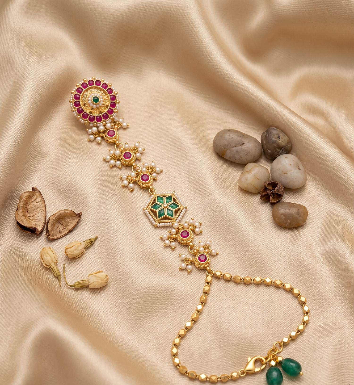 Jadau Shine Hathphool - Gold