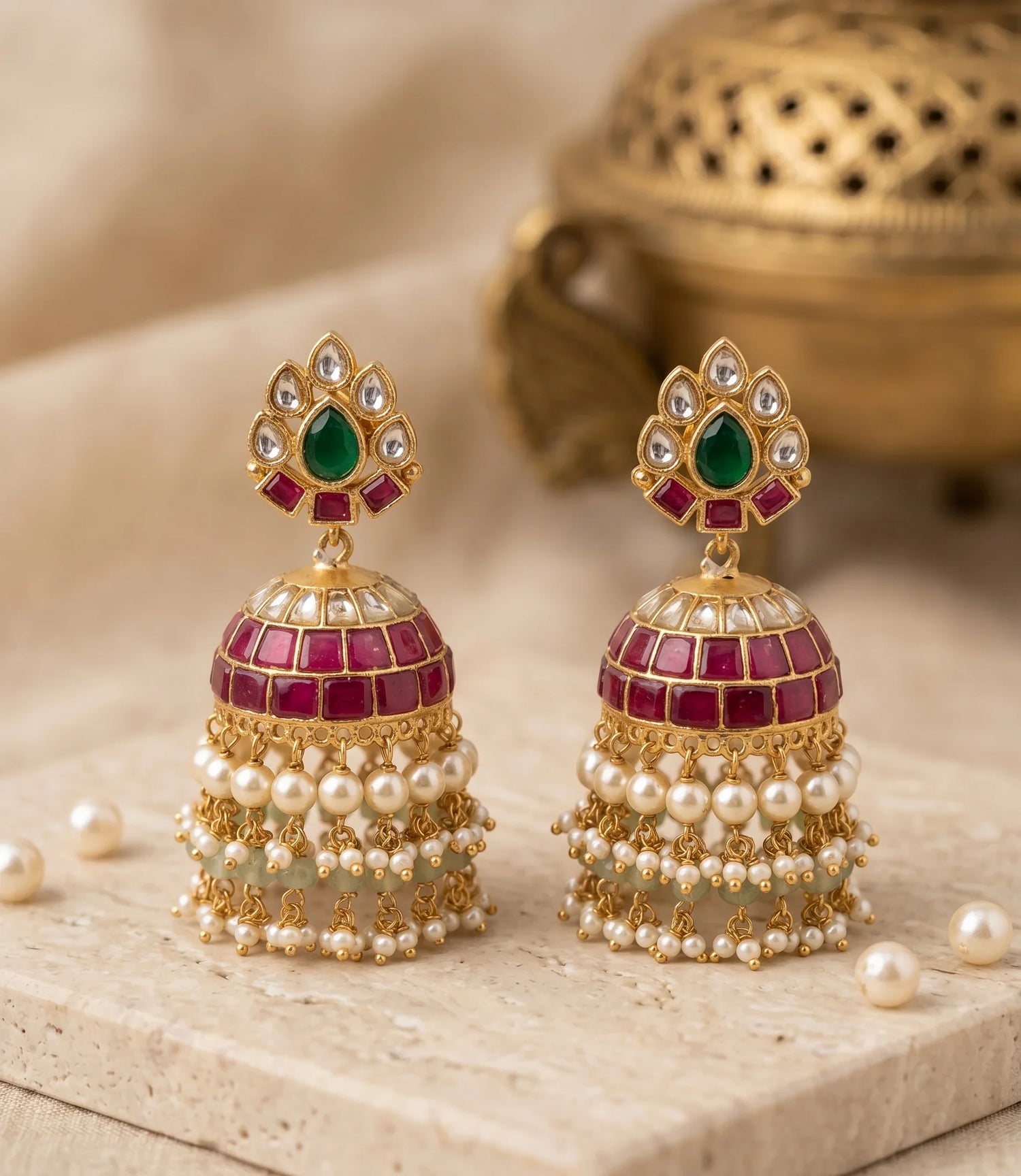 Royal Jadtar Dool Earrings – Gold