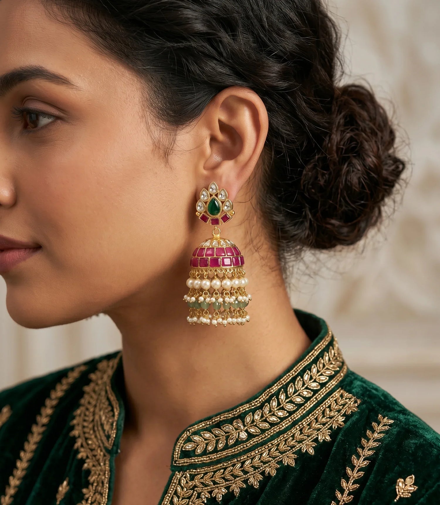 Royal Jadtar Dool Earrings – Gold