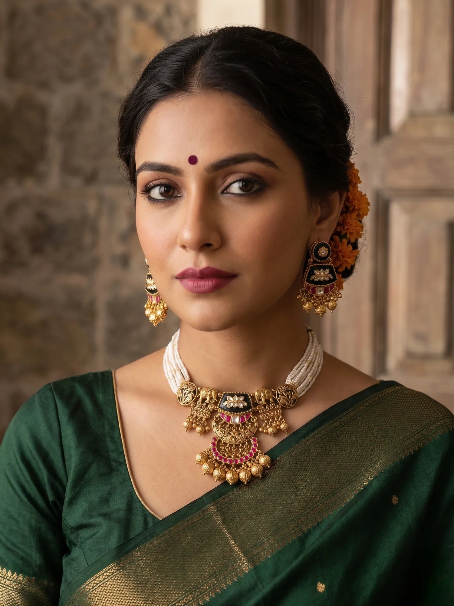 Antique Jadtar Kundan Choker Necklace Set