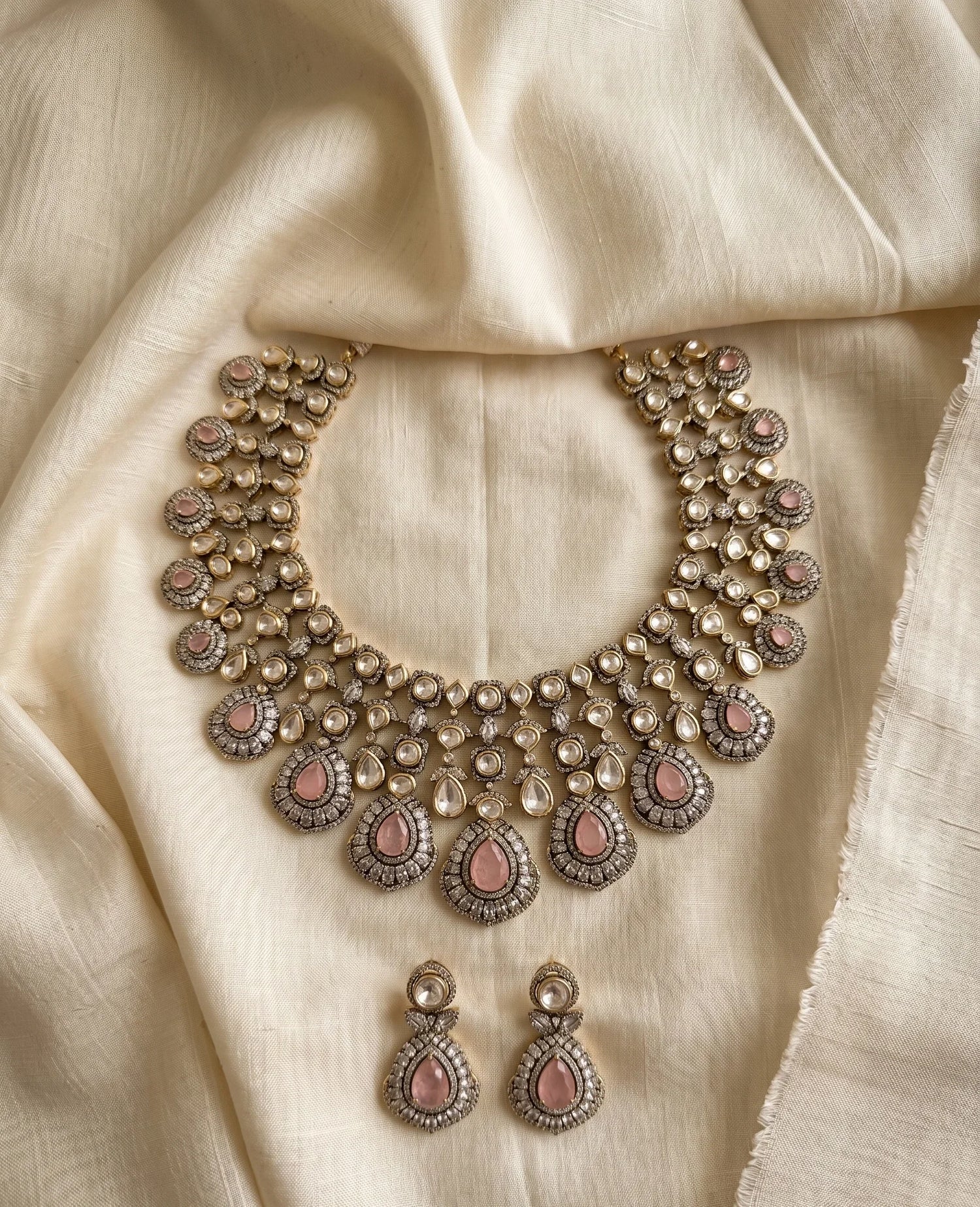 Royal Polki Choker Necklace Set – Gold Plated