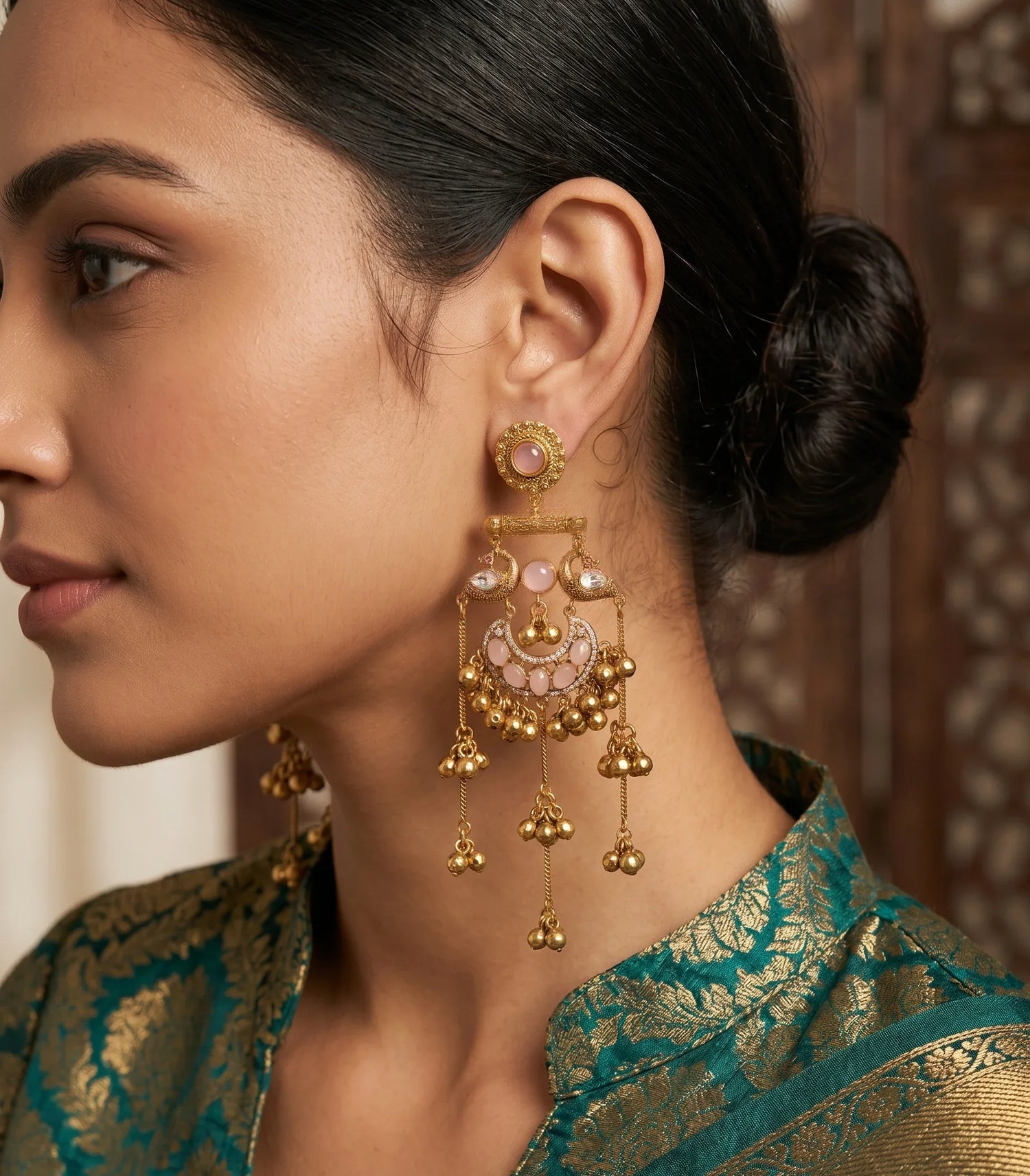 Classic Kashmiri Danglers Earrings – Gold