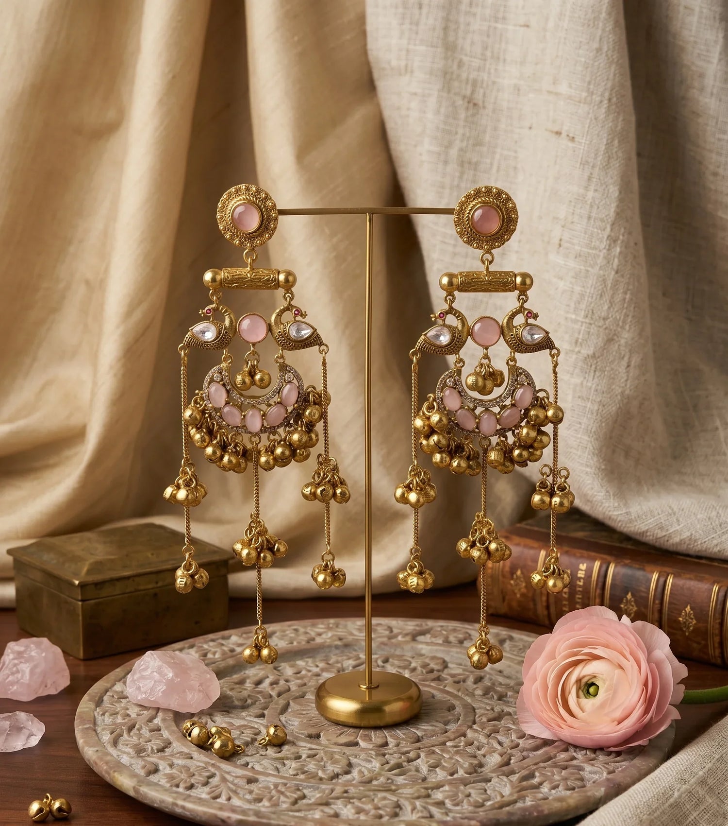 Classic Kashmiri Danglers Earrings – Gold
