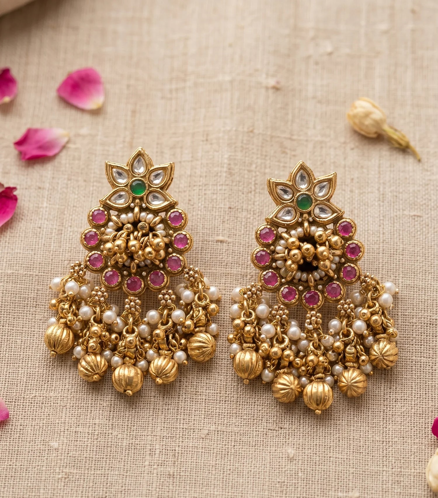Royal Jadau Kundan Dangler Earrings – Gold