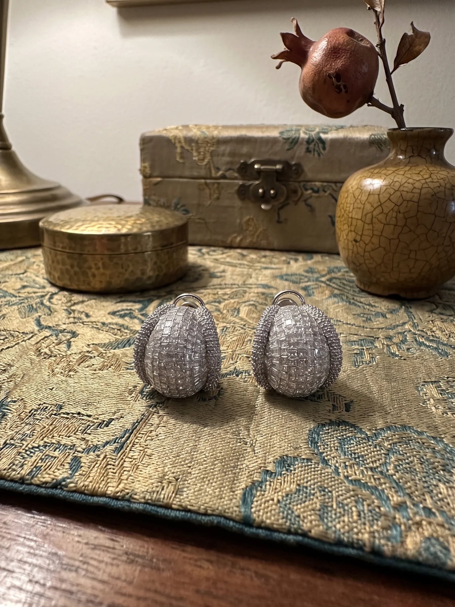 Premium Korean Crystal Stud Earrings – Silver