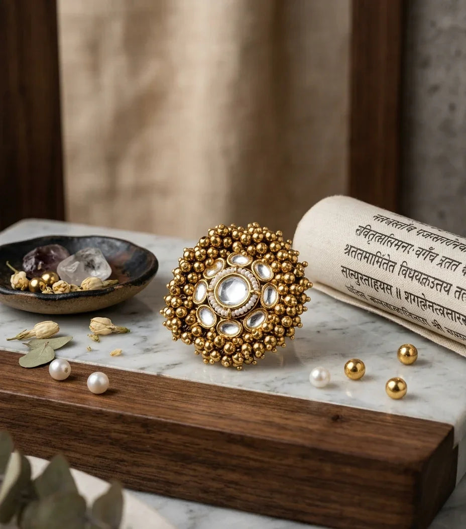 Heritage Jadau Statement Ring – Gold