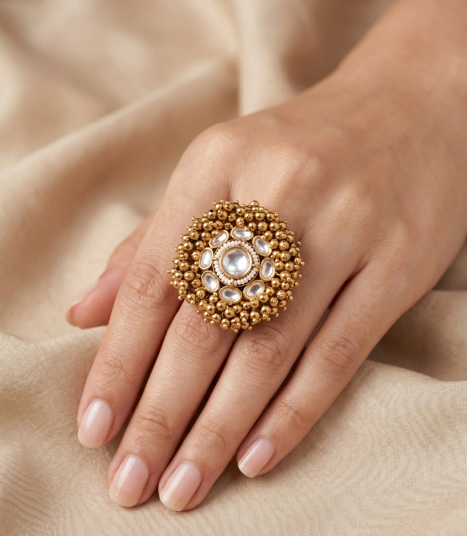 Heritage Jadau Statement Ring – Gold