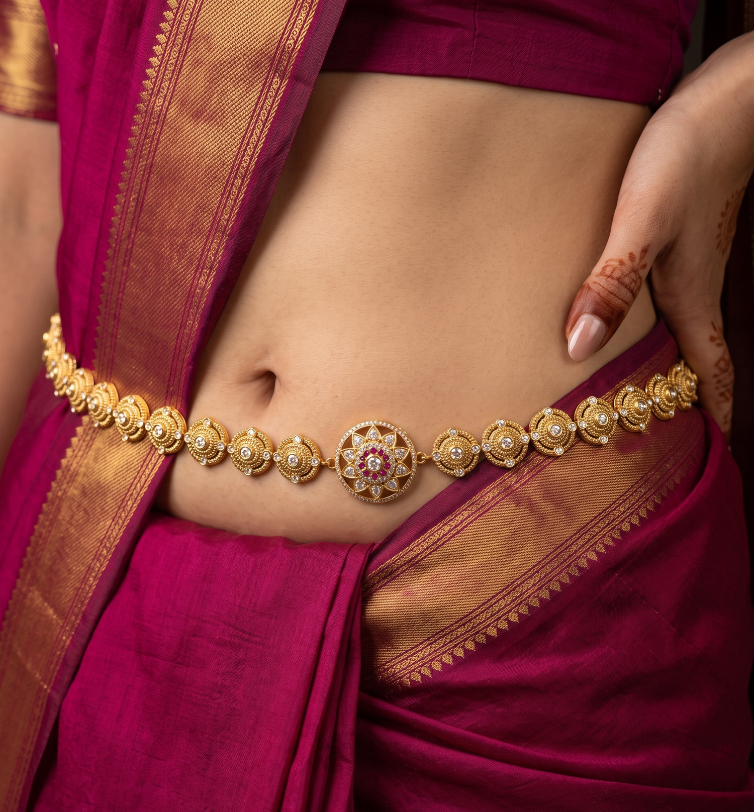 Polki Elegance Kamarband - Gold