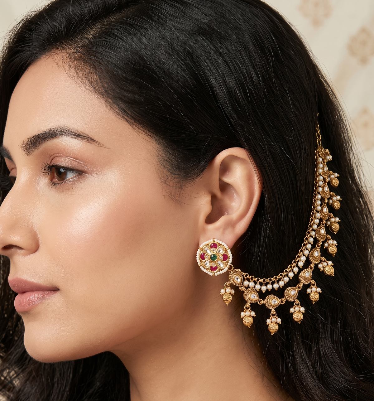 Jadau Shine Earchain - Gold