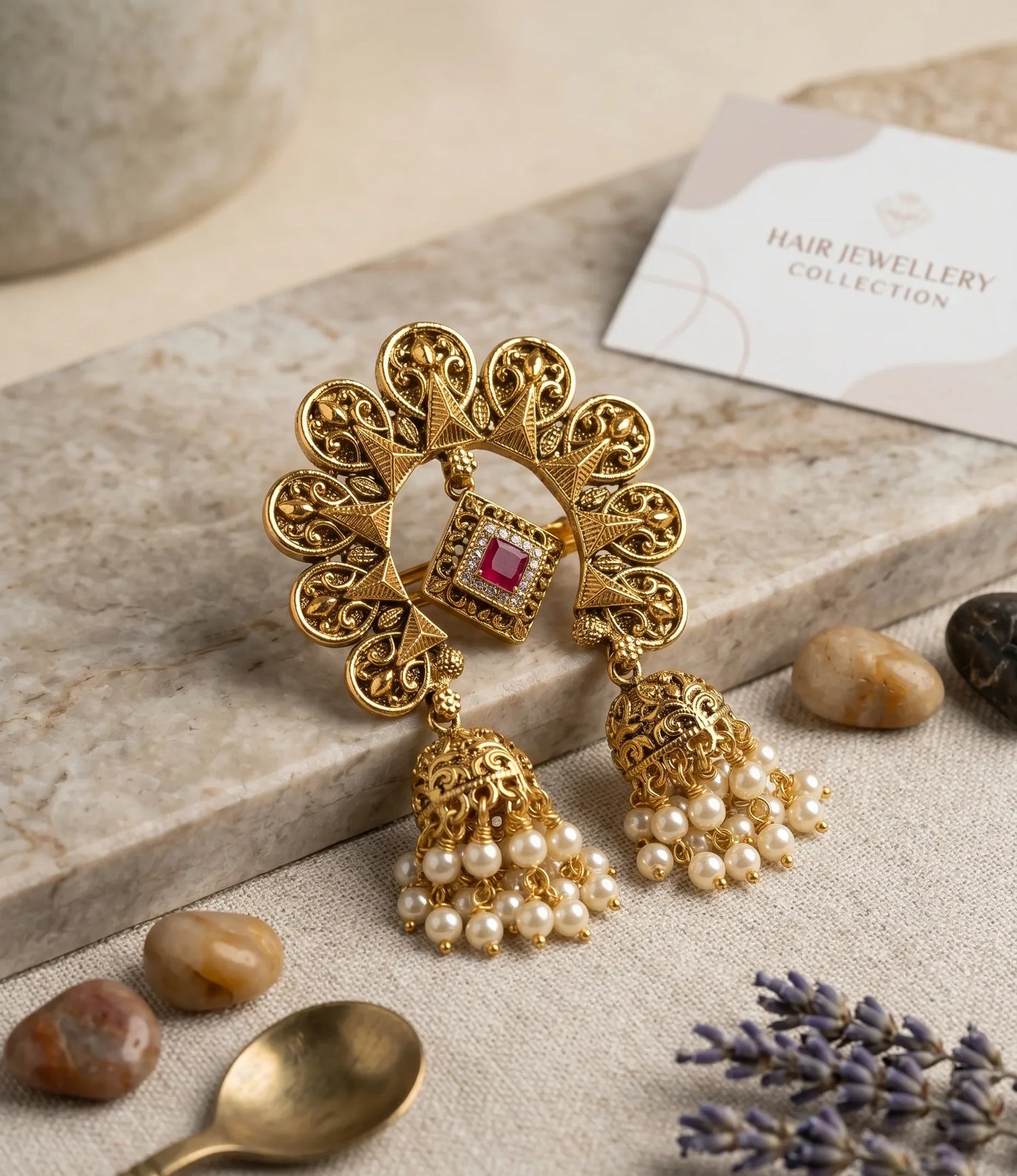 Jadau Grace Hair Clip - Gold