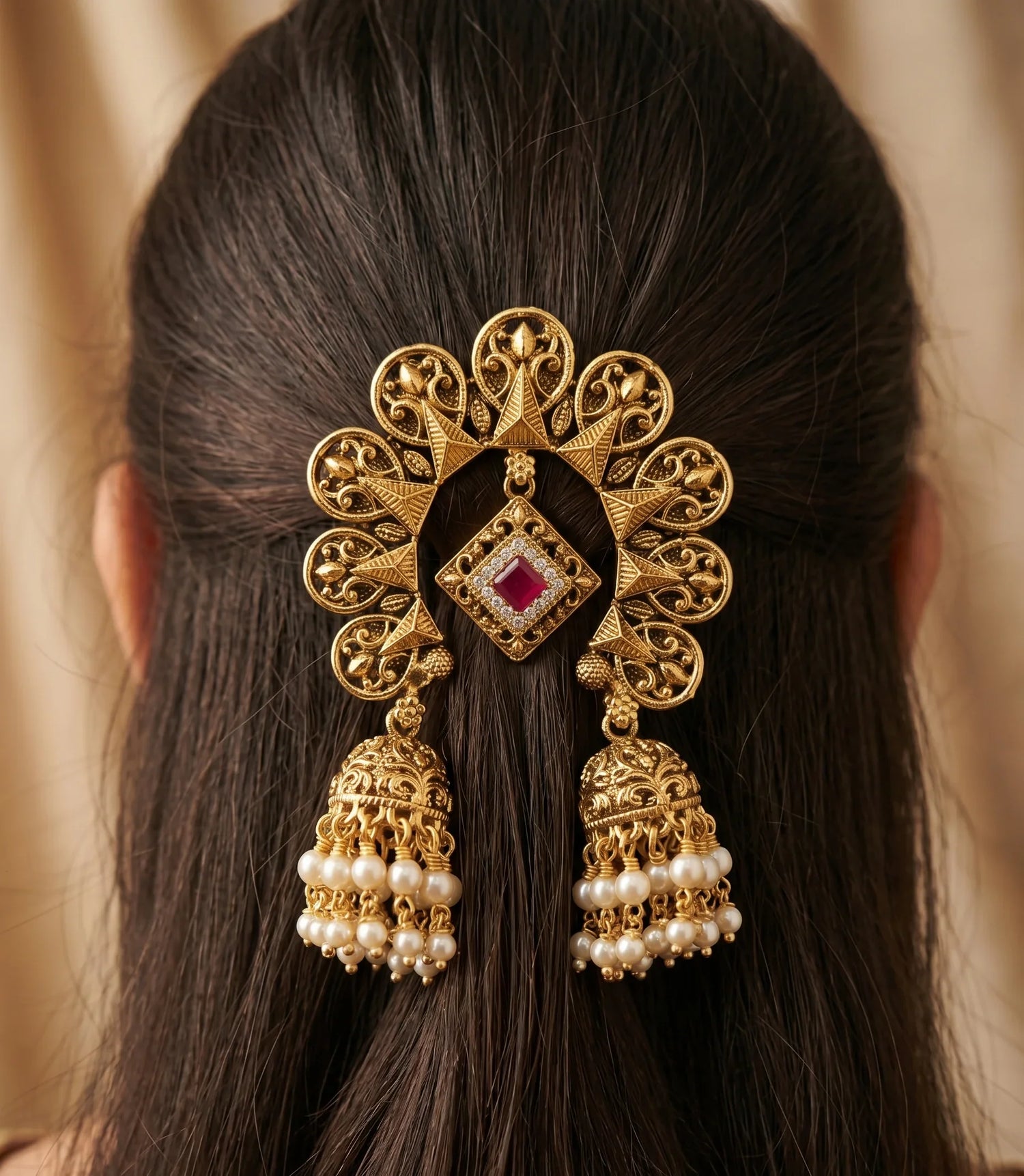 Jadau Grace Hair Clip - Gold