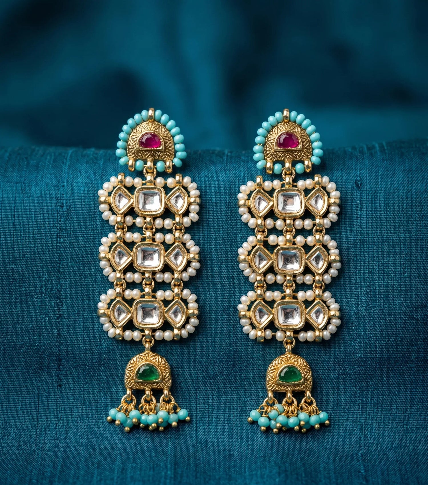 Premium Jadau Kundan Dangler Earrings – Gold