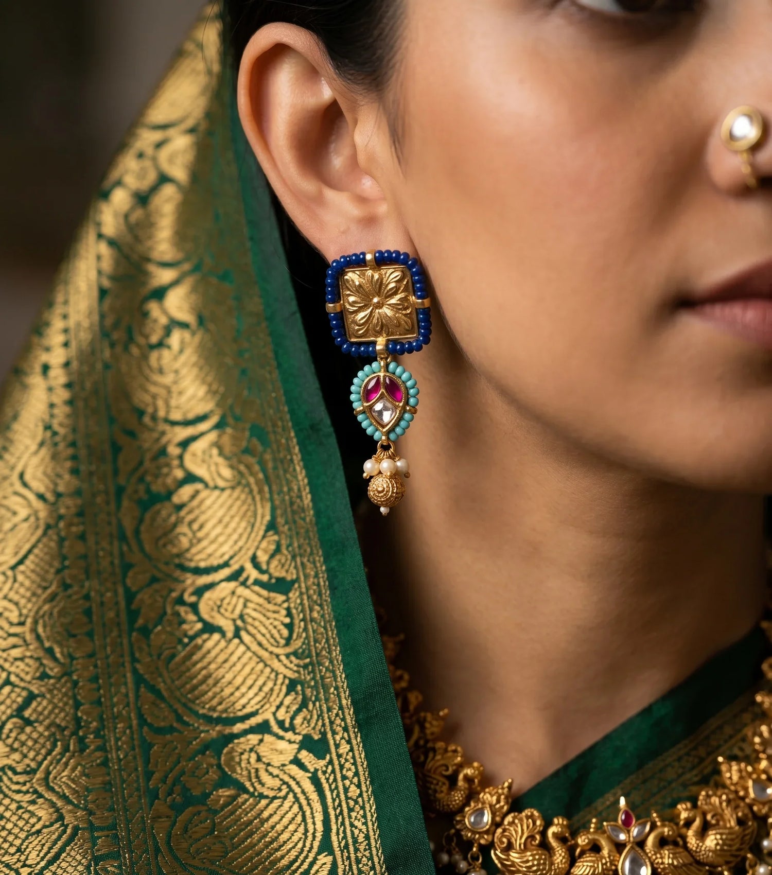 Jadau Kundan Dangler Earrings – Gold