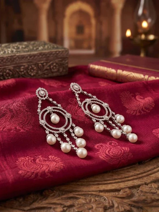 Classic Diamond Danglers Earrings – Silver