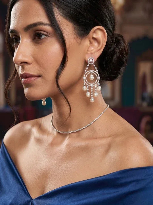 Classic Diamond Danglers Earrings – Silver