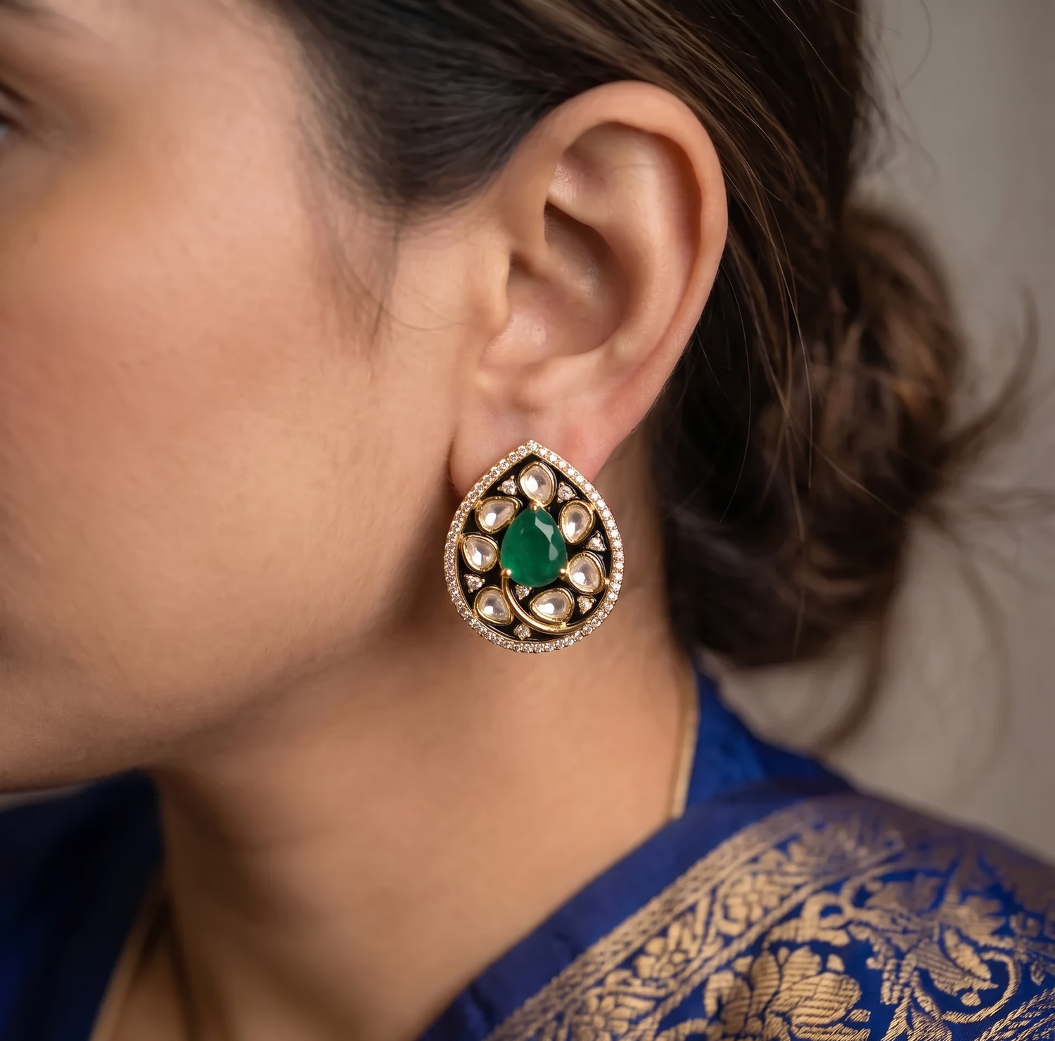 Antique Polki Stud Earrings – Gold