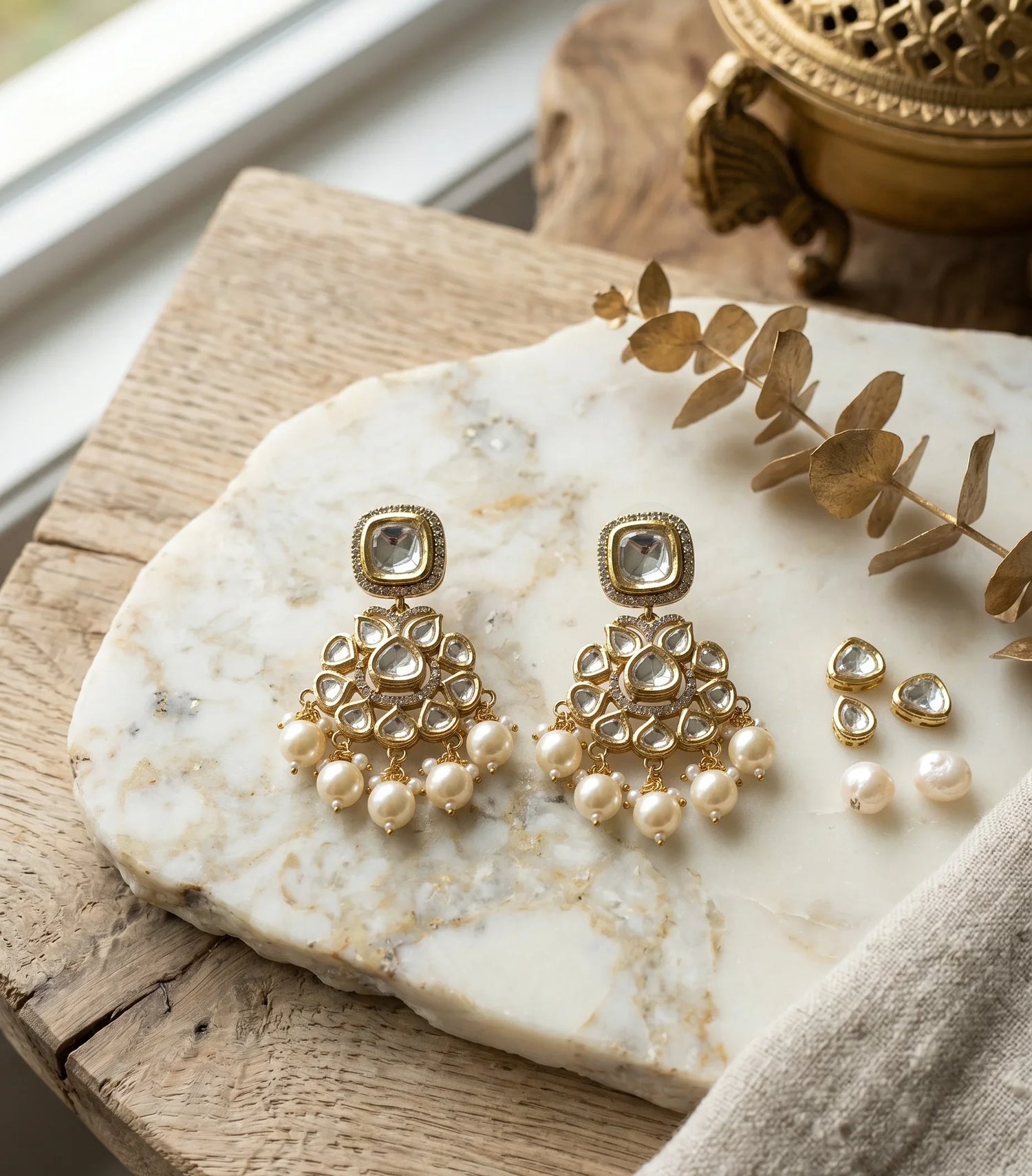 Royal Polki Dangler Earrings – Antique Gold