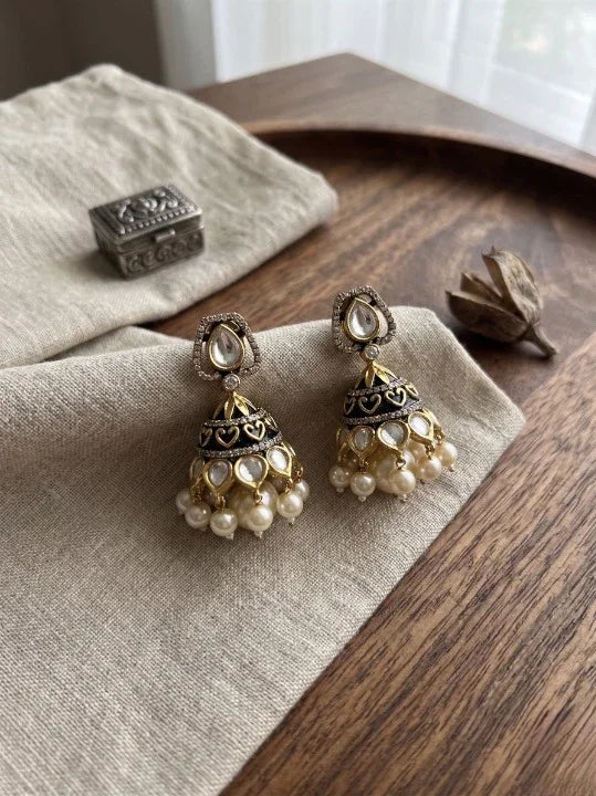Classic Polki Dool Earrings – Antique Gold