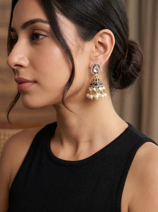 Classic Polki Dool Earrings – Antique Gold
