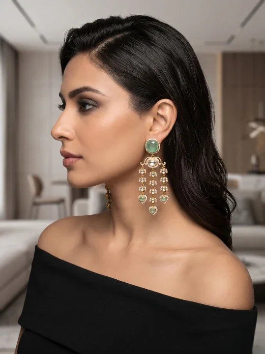Classic Polki Danglers Earrings – Antique Gold