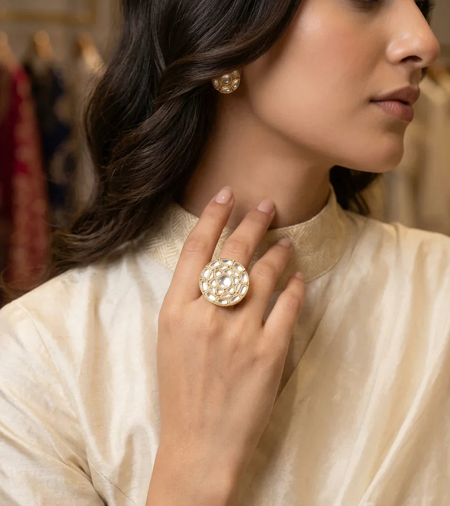 Premium Polki Ring – Gold